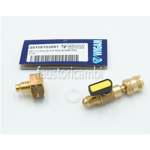 ADAPTATEUR GAUCHE REDUCTEUR WIGAM POUR CYLINDRE R32 A 5/16 SAE MALE + ROBINET