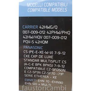 FILTRO ELETTROSTASTICO CLIMATIZZATTORE FA5 EX FA12 CARRIER PANASONIC EMMETI 