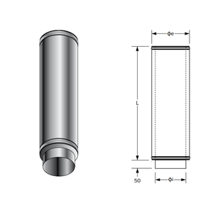 ROCCHEGGIANI TUBO DPE ACCIAIO INOX Ø 250/300 950 MM DP601 CON FASCETTA BLOCCAGGIO